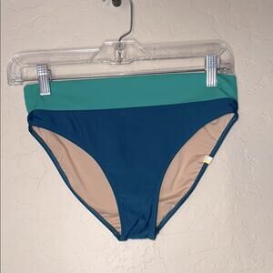 Summer salt blue and green color block mid/high waist swim bottoms size 2